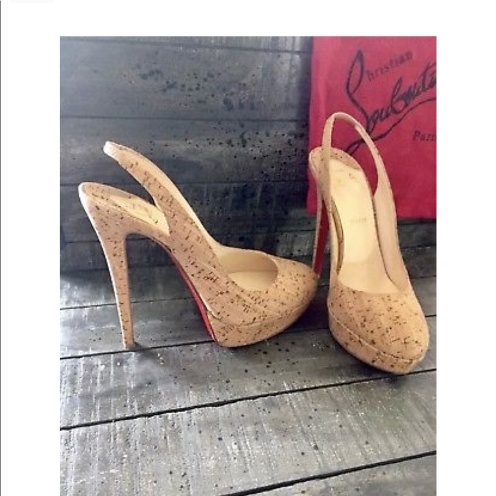 Authentic Christian louboutin cork sling back